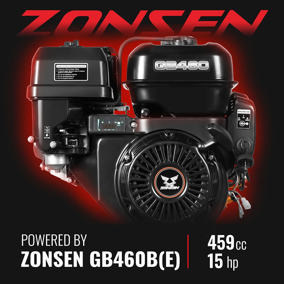 Thumbnail: 6 inch E-start Zonsen 459cc 15hp Gas Powered 4 - Wheel Drum Wood Chipper with Ta