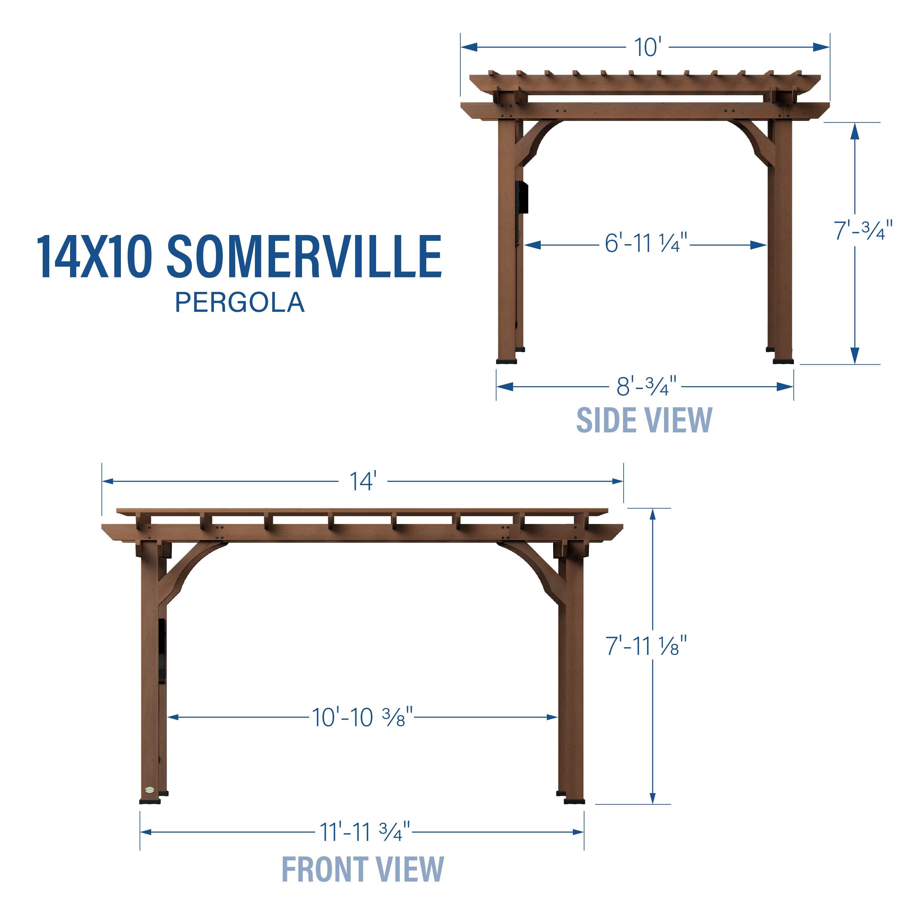 14x10 Somerville Pergola - Walnut Stain - Backyard Discovery