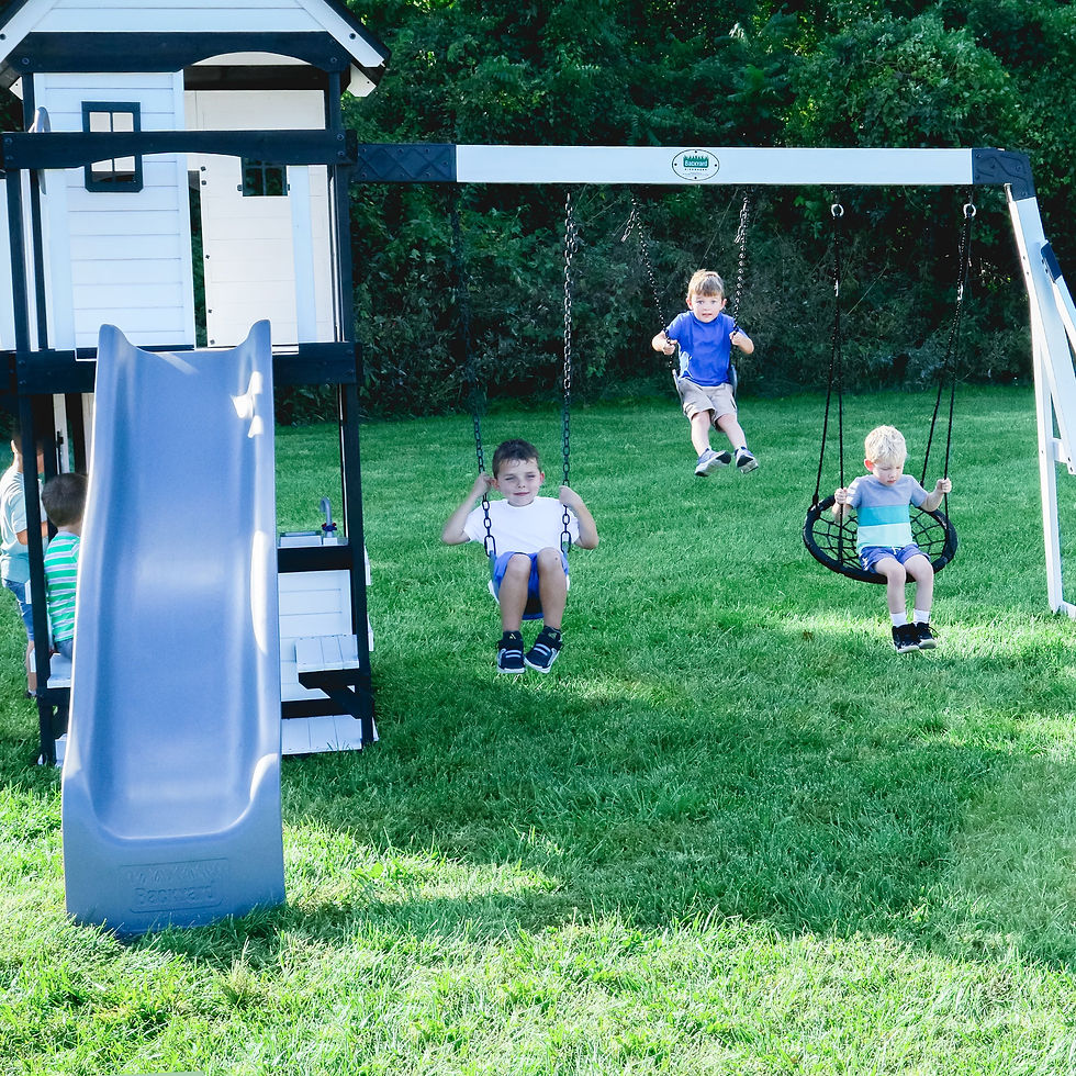 Thumbnail: Canyon Creek Swing Set – White - Backyard Discovery