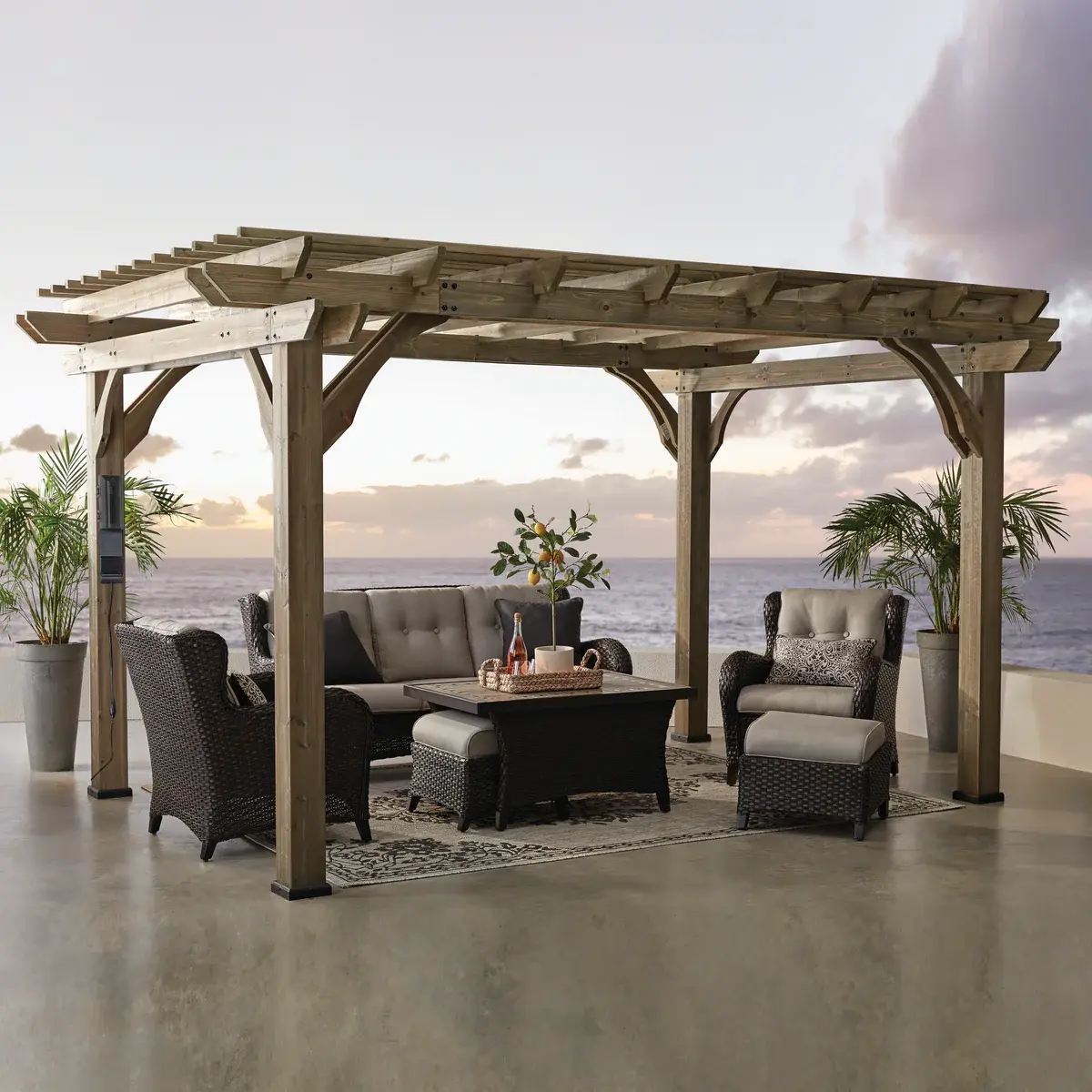 14x10 Somerville Pergola - Barnwood Stain - Backyard Discovery