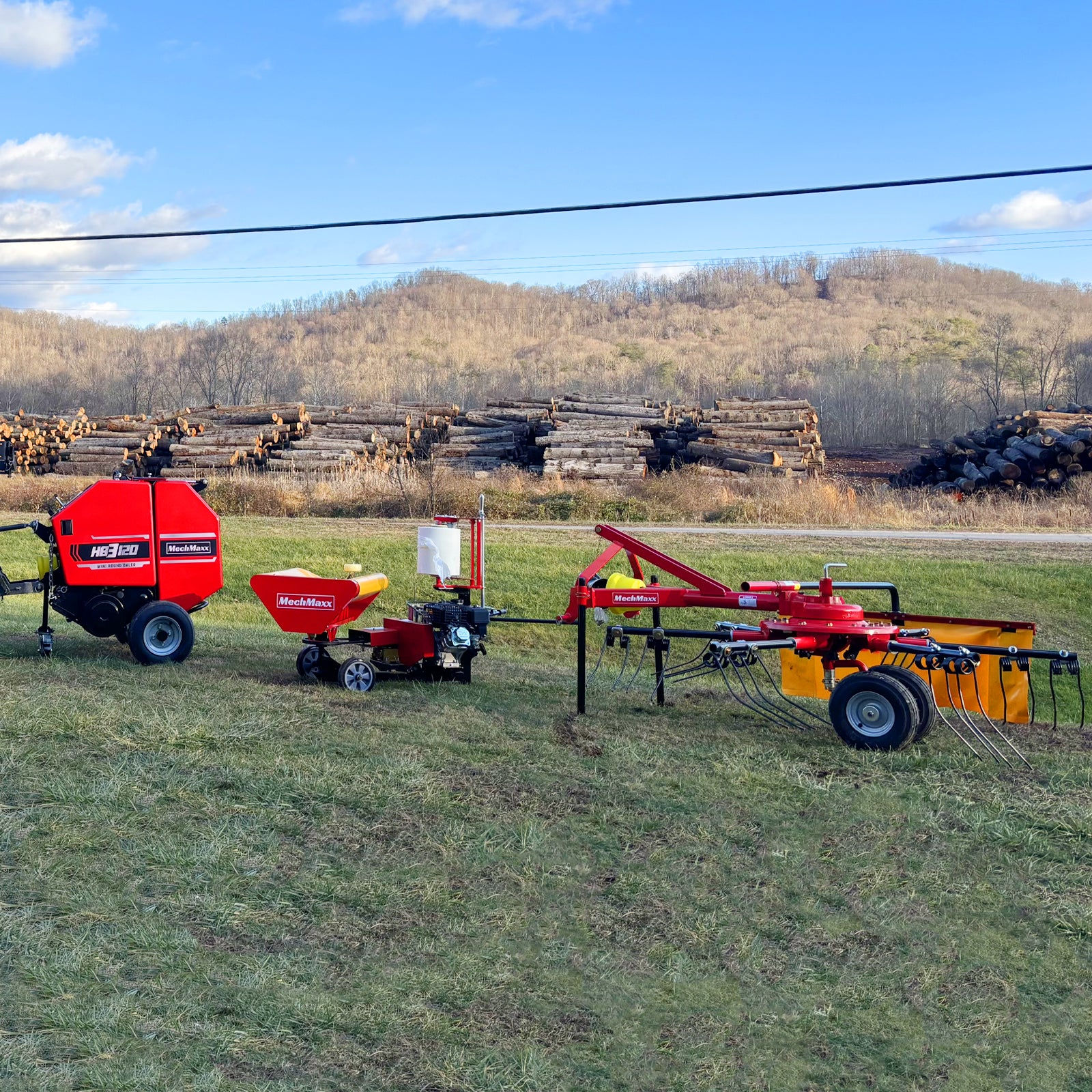 Hay Baler & Hay Wrapper & Hay Rake Tedder Combo, HB3120, HW20, HT100