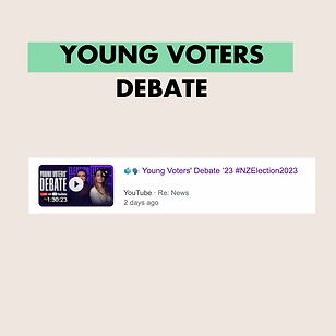 Young Voters Debate with a screenshot of a video Young Voters Debate '23 on a beige background