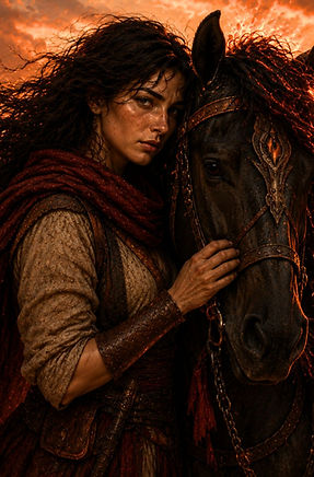 domita lombard and her horse from the unbound flame by christine cazaly