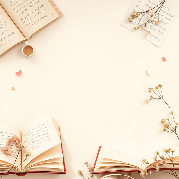 Create a soft, elegant, bookish website background using warm ivory, dusty blush, and pale