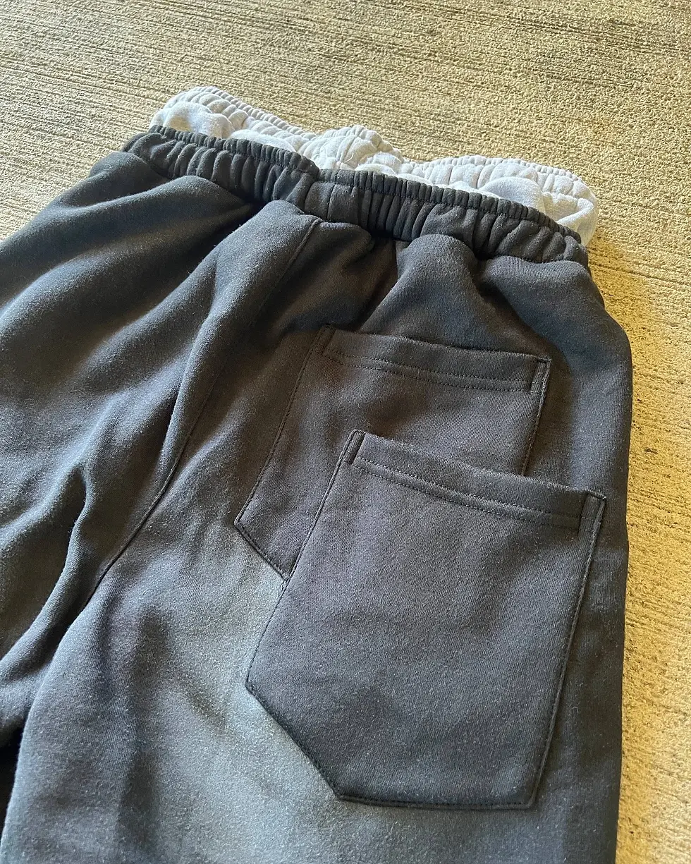 Thumbnail: American Letter Patch Retro Double Layer Design Y2K Pants Baggy Sweatpants Men H
