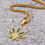 Thumbnail: Rhinestone Weed Pendant Necklace Men Maple Leaf Necklaces Gold Color Chains for 