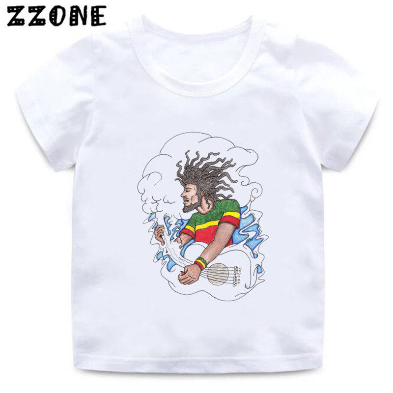 Thumbnail: Jamaica Singer Bob Marley Reggae Rastafari Print Kids T shirt Boys Fashion T-shi