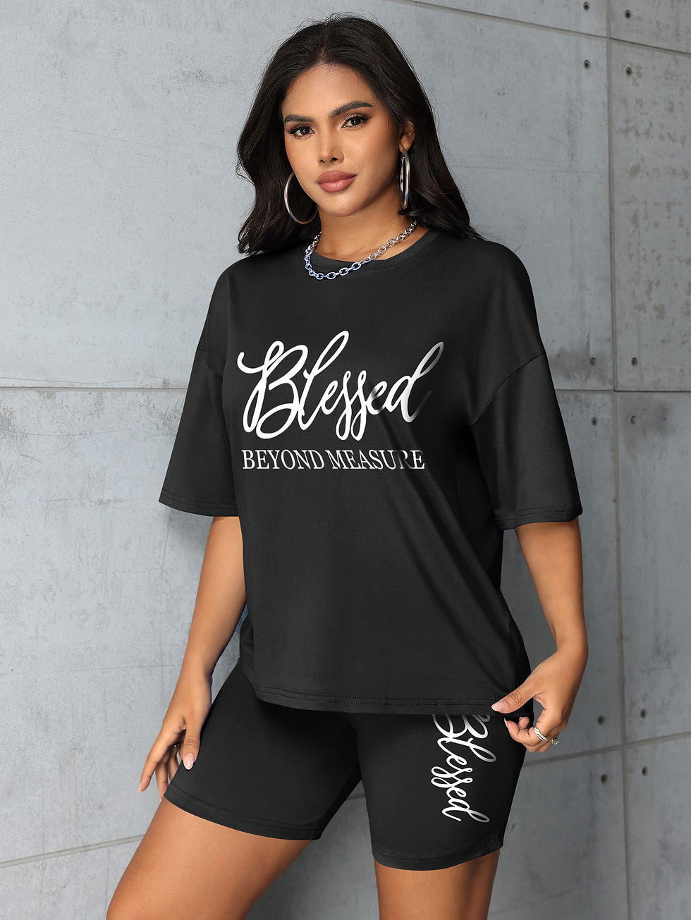 Thumbnail: Plus size sets for women Summer 2 pieces Blessed printed offers and liquidation 