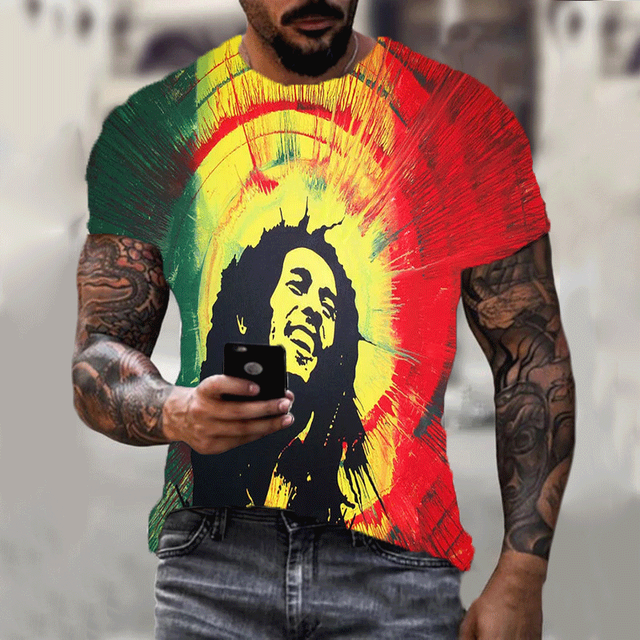 Thumbnail: New Harajuku 3d T-shirt Bob Marley Print Men's Short-sleeved Summer Casual Breat