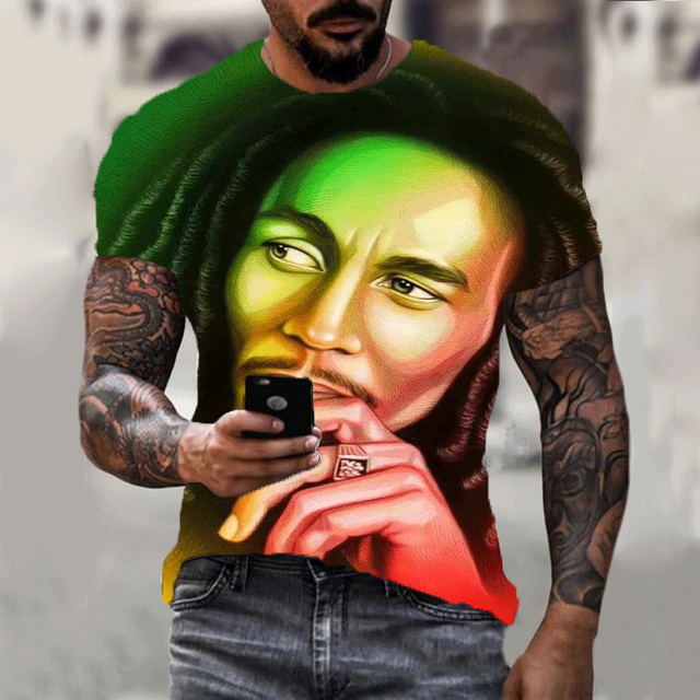 Thumbnail: New Harajuku 3d T-shirt Bob Marley Print Men's Short-sleeved Summer Casual Breat