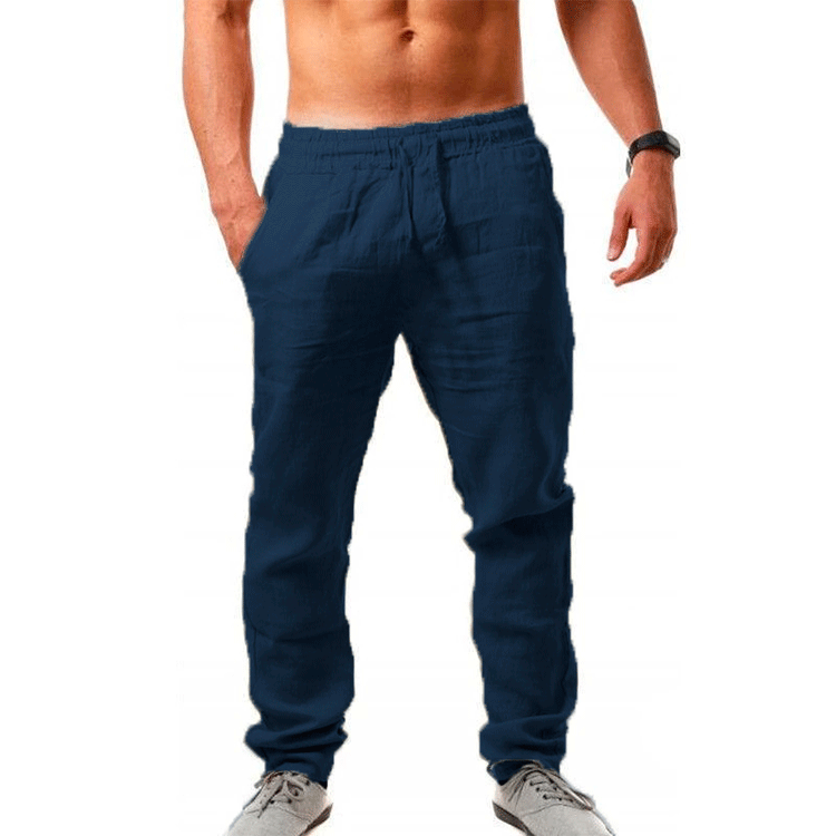 Thumbnail: Spring/Summer New 9 Colors Men's Solid Color Cotton Linen Pants Autumn Streetwea