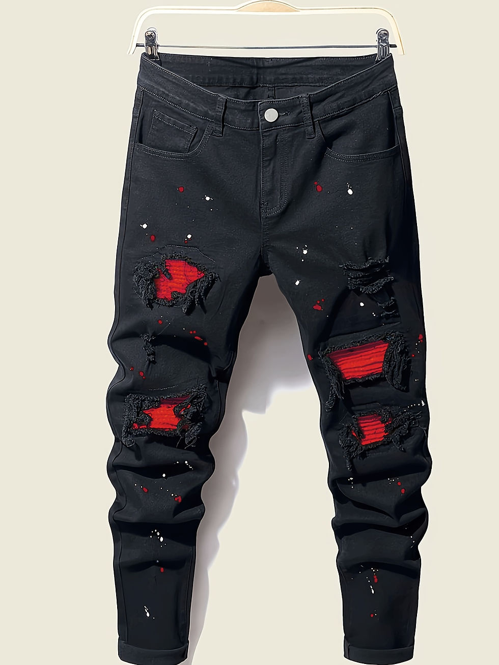 Thumbnail: Men's Splash-Ink Patchwork Jeans