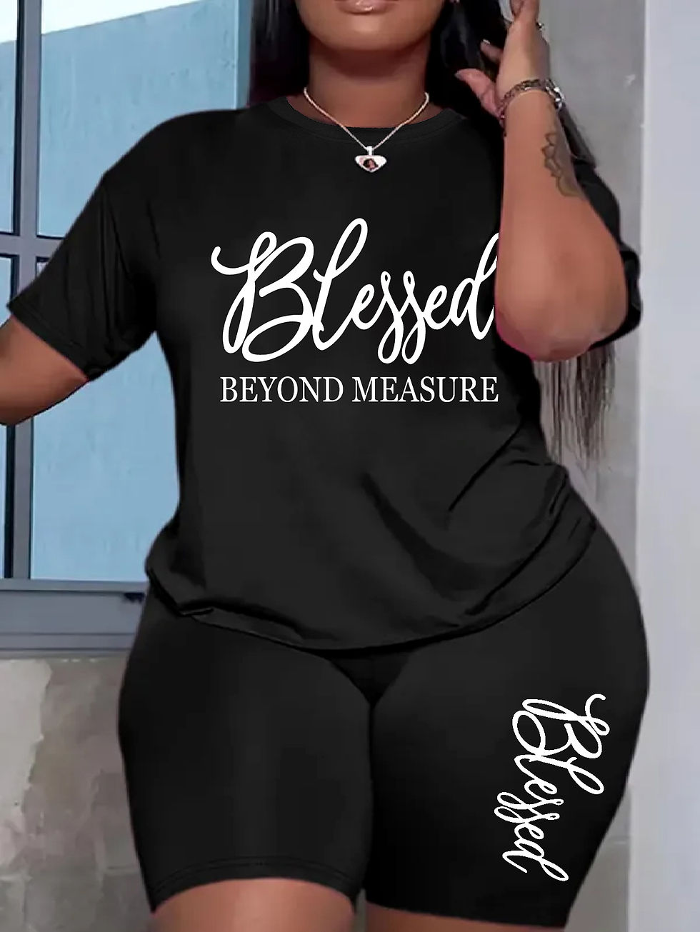 Thumbnail: Plus size sets for women Summer 2 pieces Blessed printed offers and liquidation 