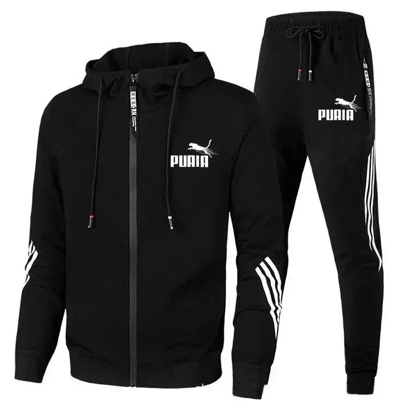 Thumbnail: Men's fashion sportswear, running, fitness, 2-piece set top, long pants sweatshi