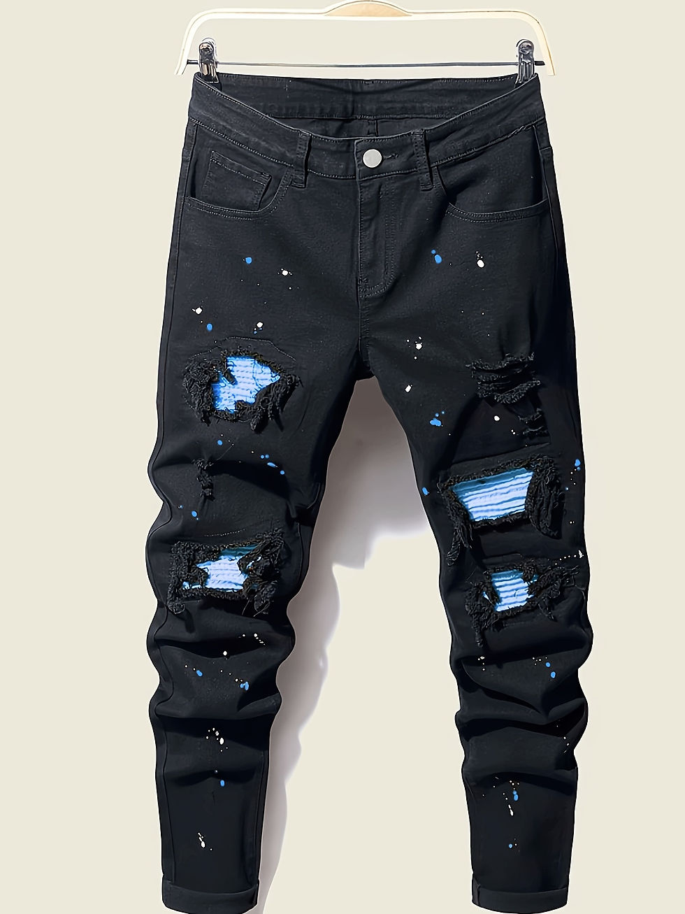 Thumbnail: Men's Splash-Ink Patchwork Jeans