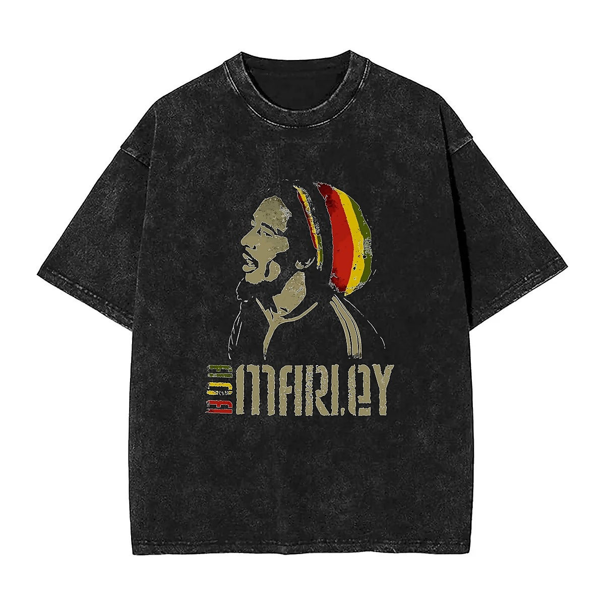 Streetwear Washed T-Shirt Rasta One Love Simple T Shirts Bobs Reggae Marley Jama