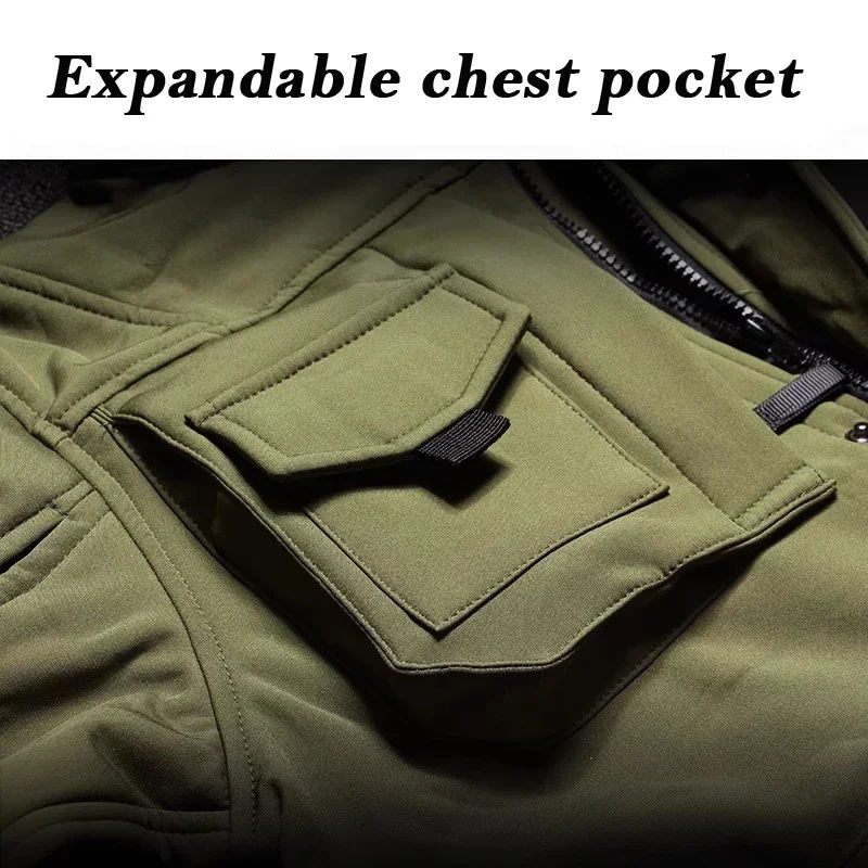 Thumbnail: Waterproof Shark Skin Tactical Sets Mens Thicken Fleece New Soft Shell Combat Ja