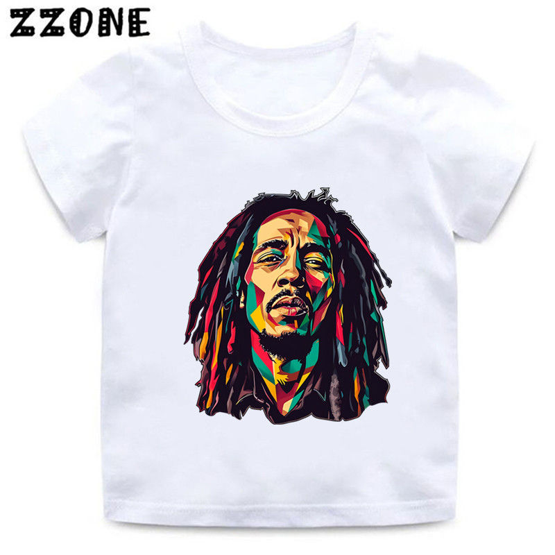 Thumbnail: Jamaica Singer Bob Marley Reggae Rastafari Print Kids T shirt Boys Fashion T-shi