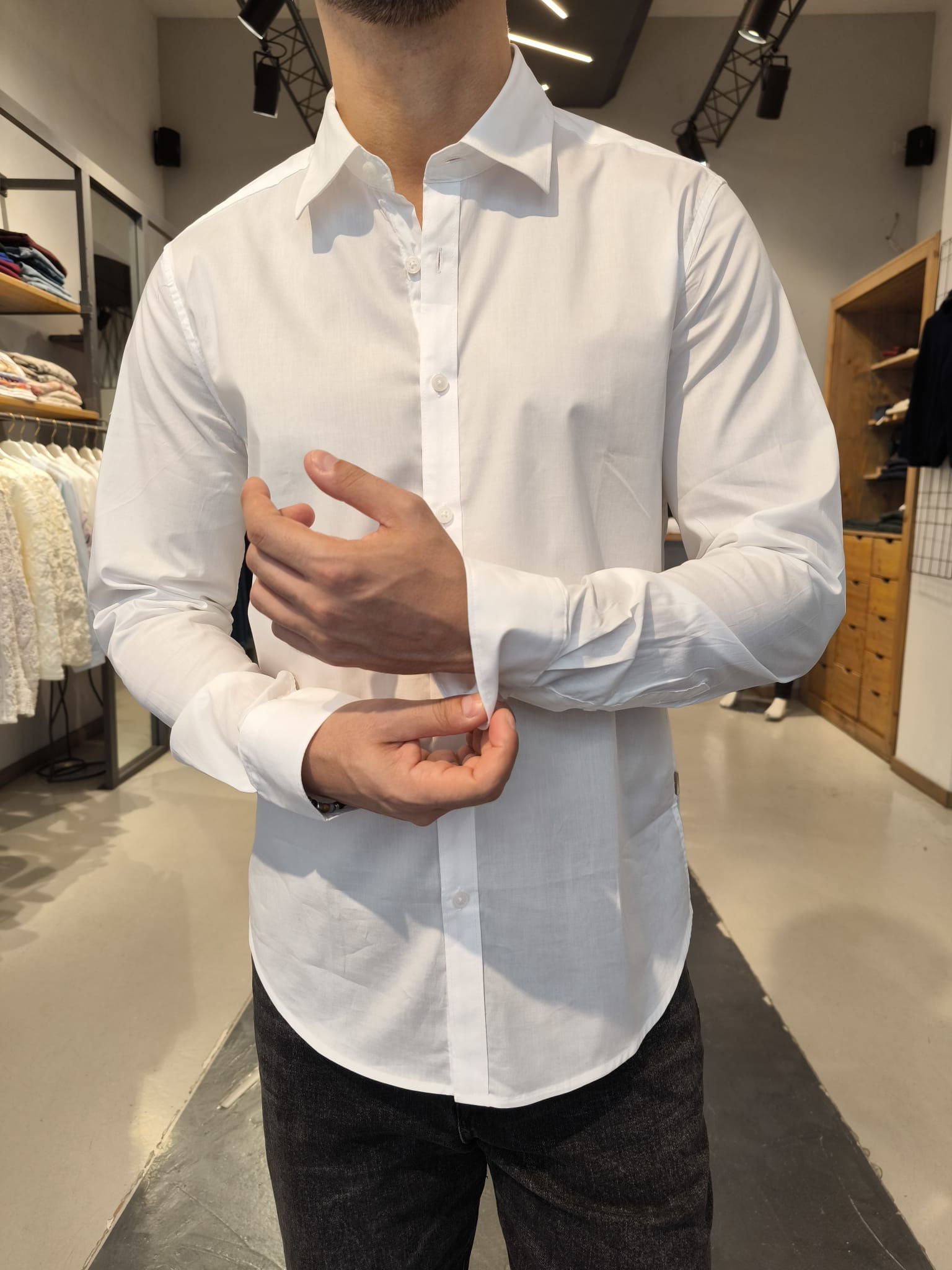 Camicia in cotone stretch Bianca