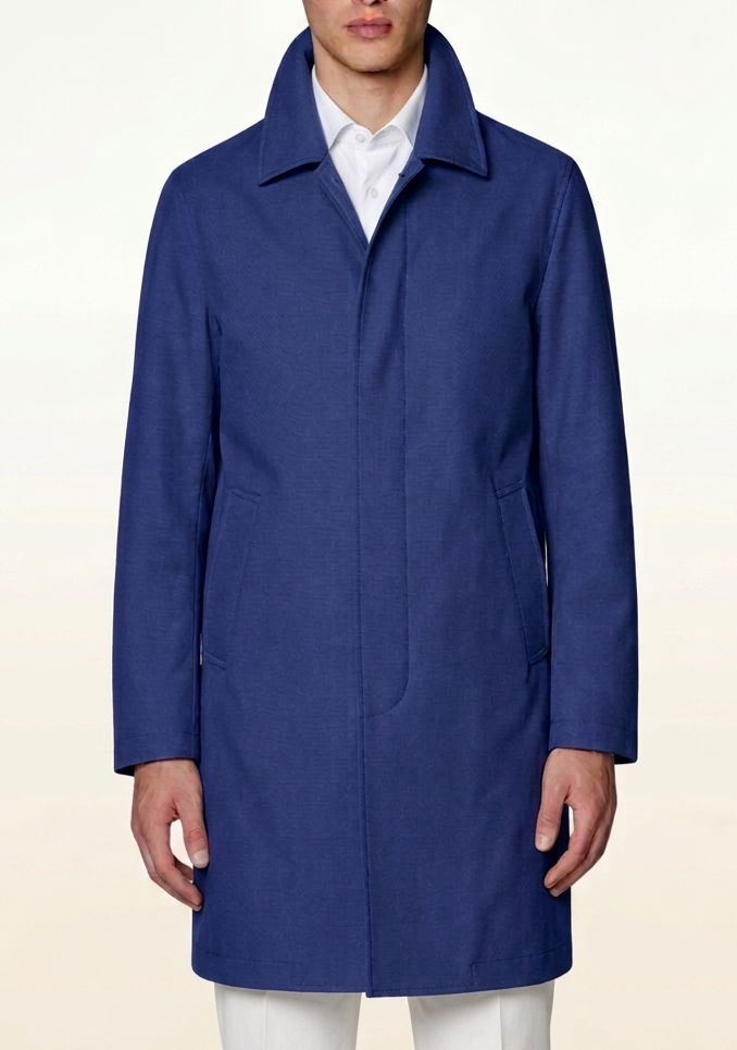 Trench Destrutturato Cotone Elasticizzato Made in Italy Blu