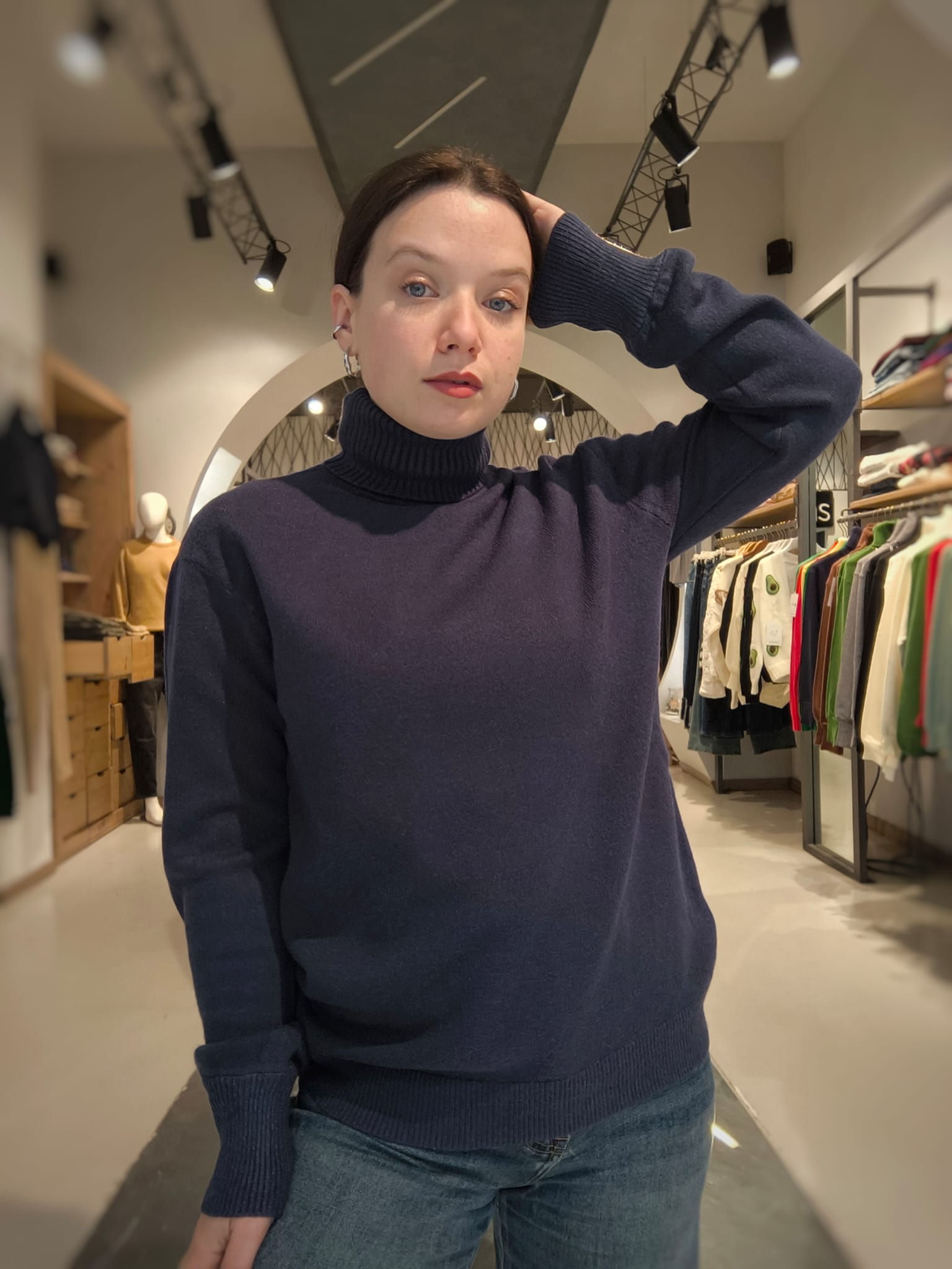 Maglione Collo Alto Blu 