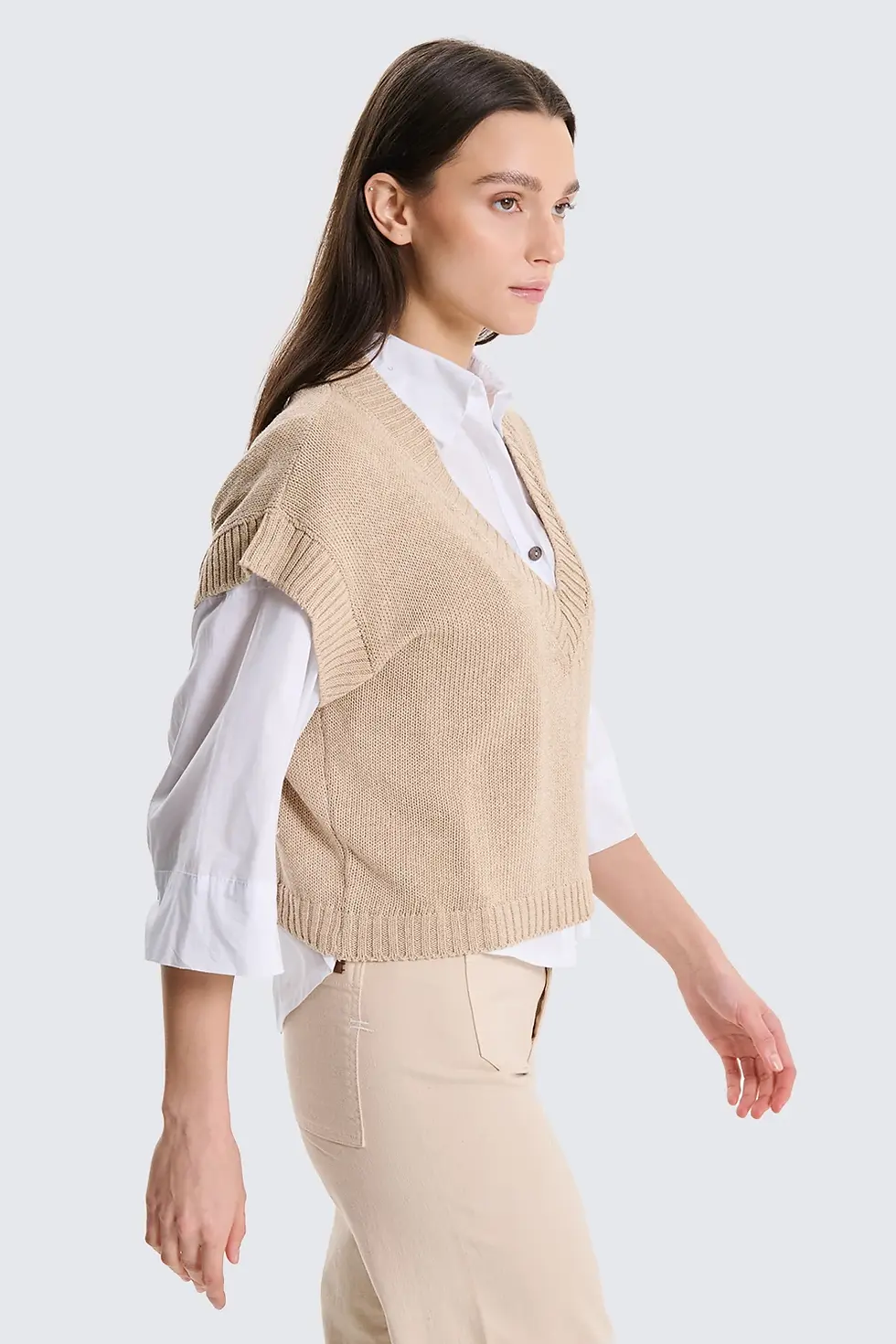 Miniatura: Pull Smanicato Oversize Beige 