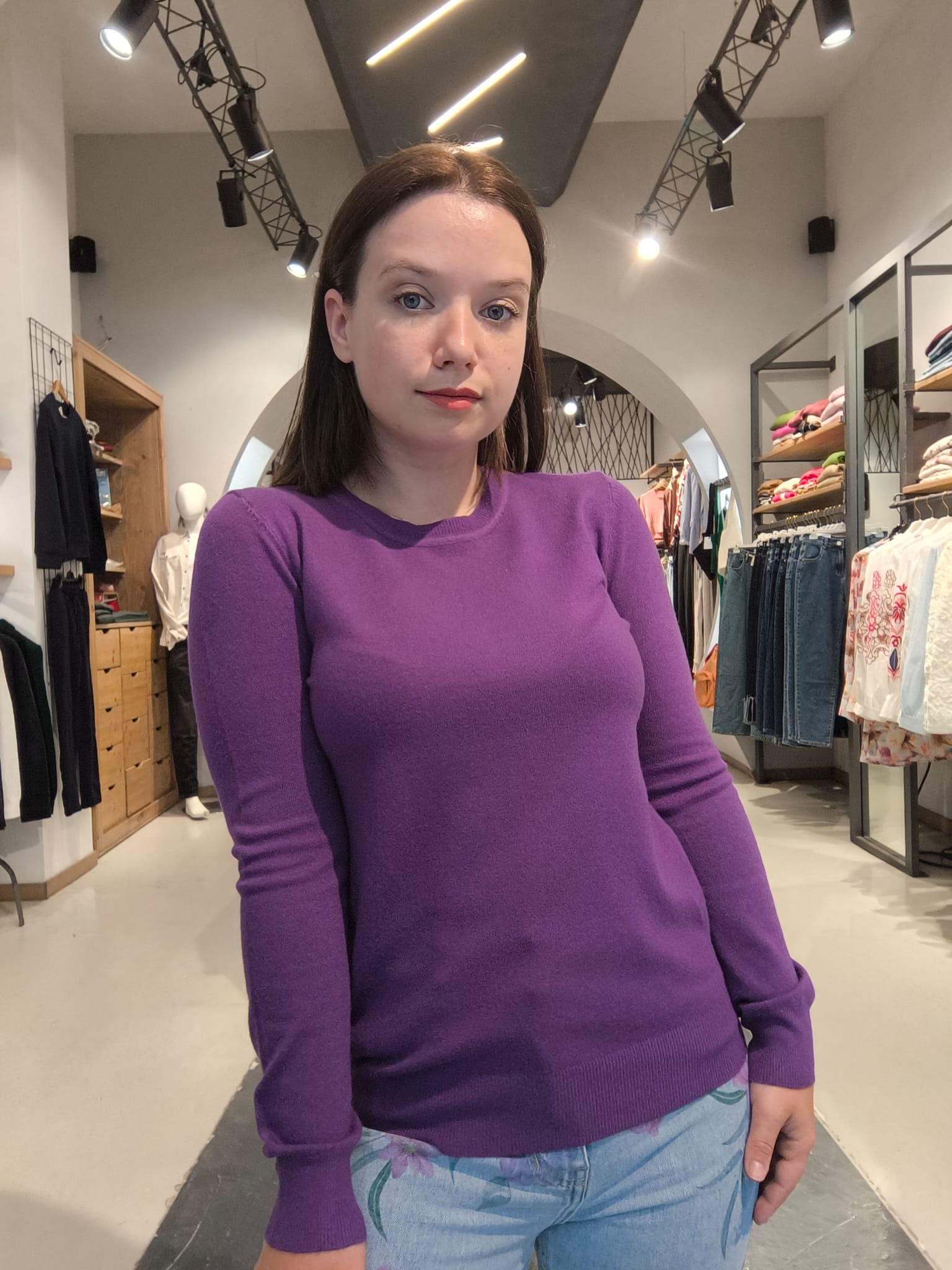 Maglia Girocollo Basic Viola