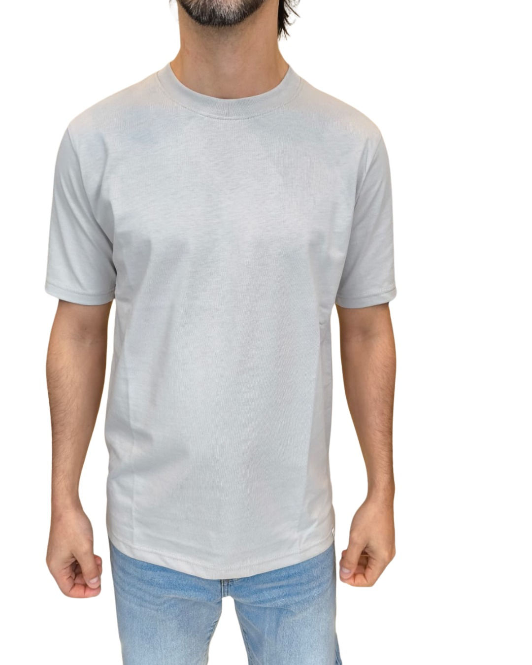 T-Shirt Over Puro Cotone Grigio Light