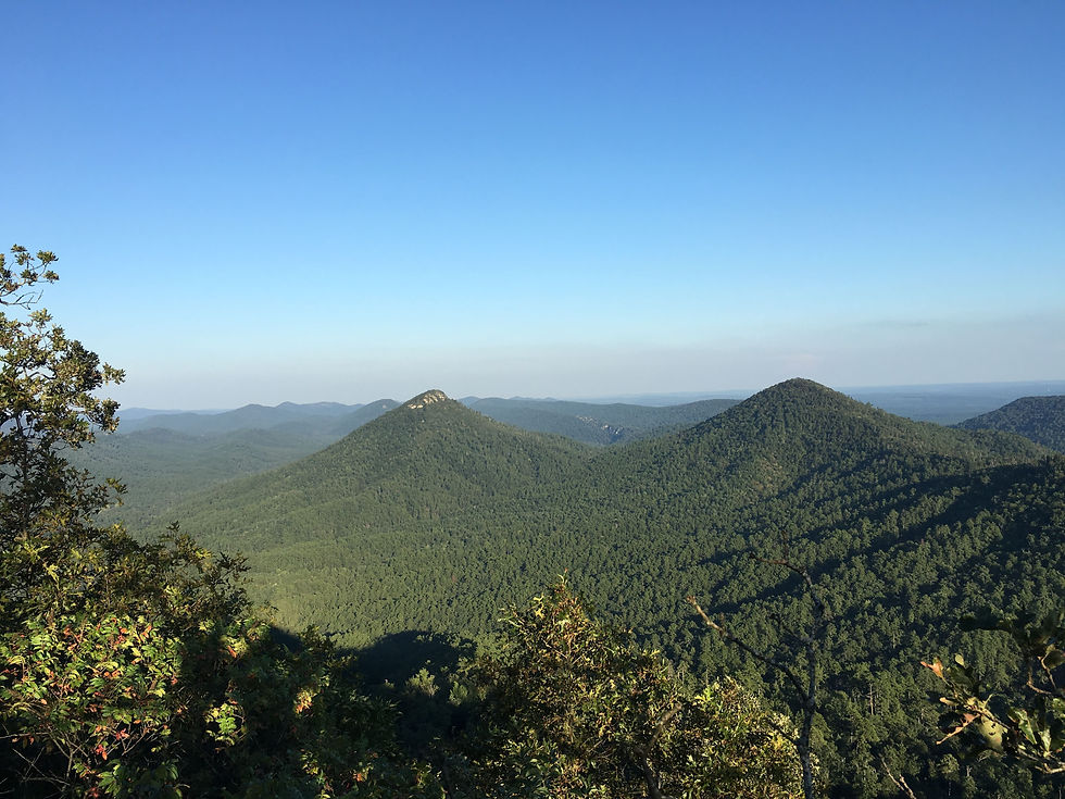 two neighboring mountains with sharp peaks nicknamed Las Tetas. Seen from Brush Heap Mountain