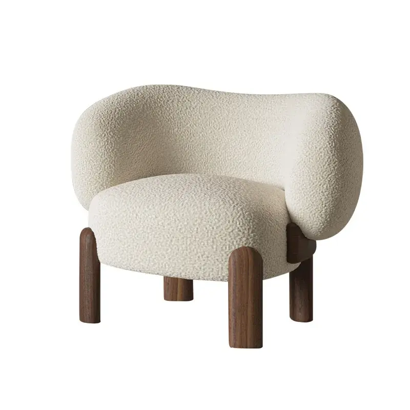 Thumbnail: Nordic Boucle Fabric Beige Living Room Chair Accent Sofa