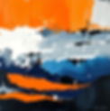 Donation painting. Colors Orange, Navy Blue, Blue, Black, and white, and gray, and gray li