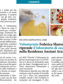 Riprende il laboratorio di cucina nella Residenza Anziani Arzaga