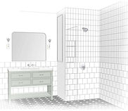 A 3d rendering of an interior design bathroom remodel.