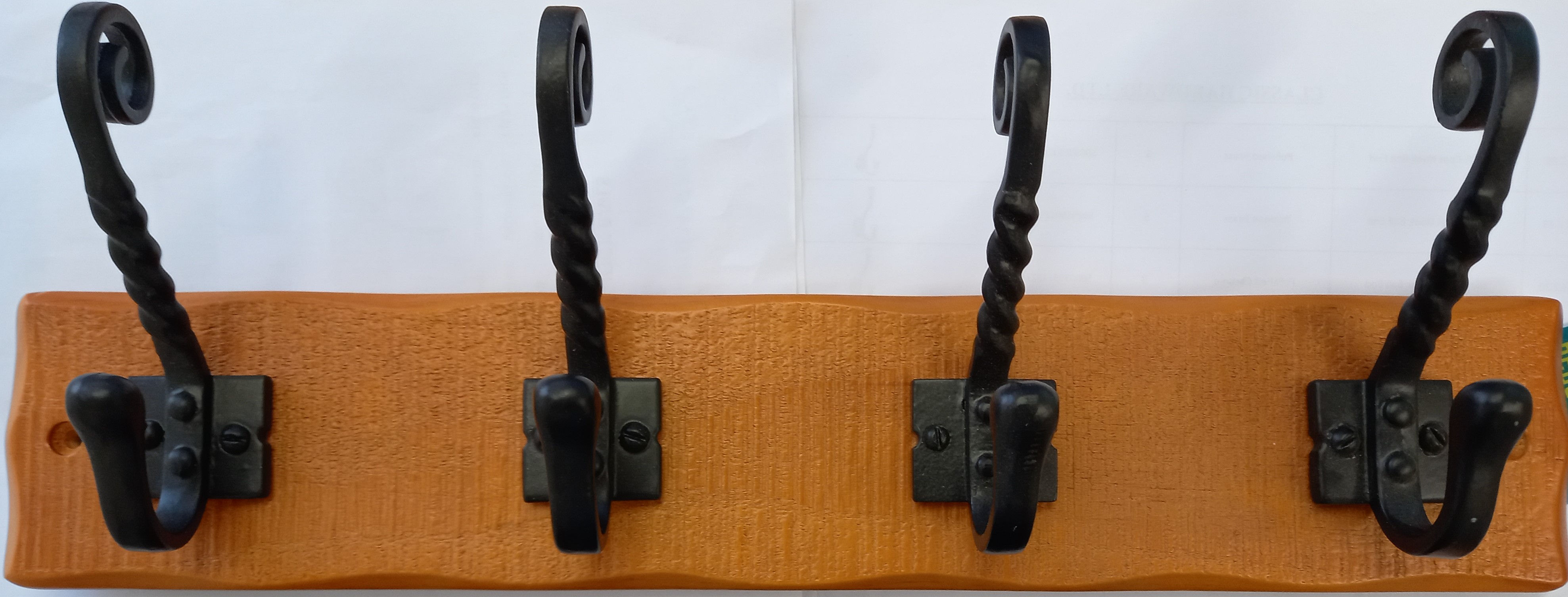 Black Hat & Coat Hooks on Pine Board