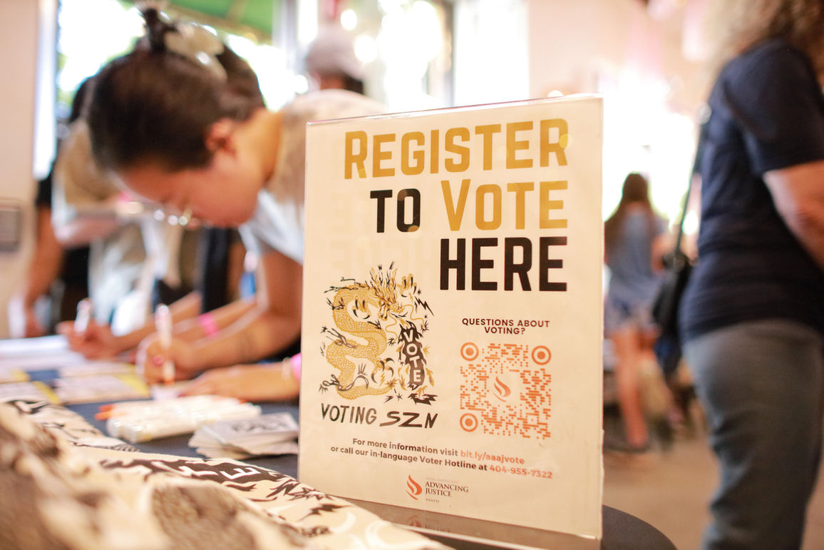 One of the many voter registration drives held by Advancing Justice-Atlanta at Rebel Teahouse