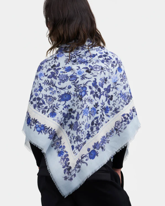 Thumbnail: Fable England Ditsy Blue Folk Square Scarf