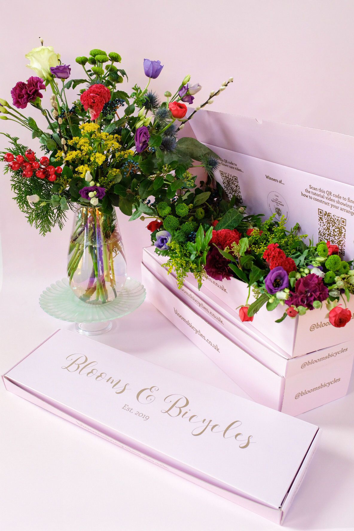 Tartan Tidings Medium Fluted Vase Letterbox Flowers