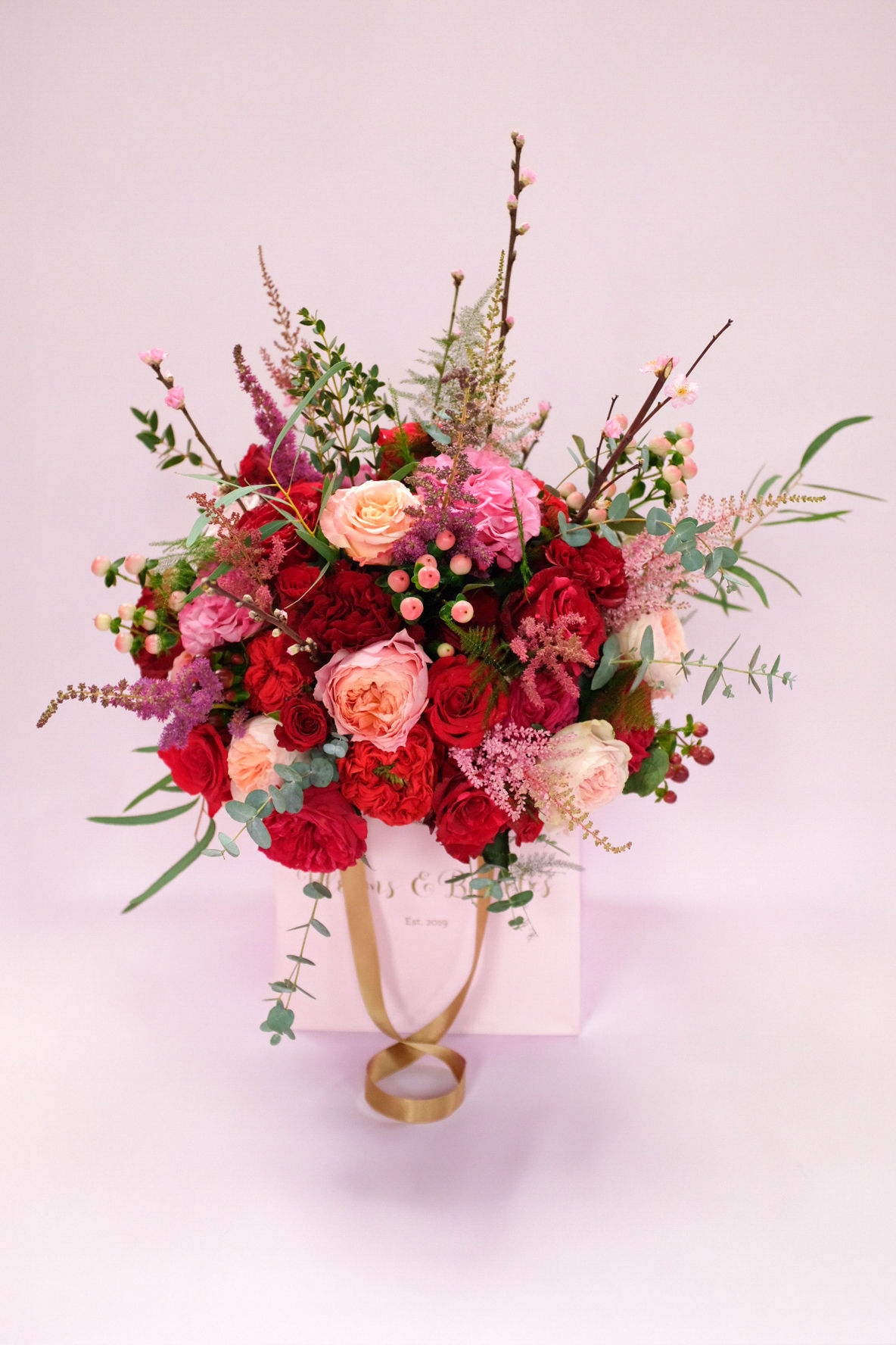 Valentines Large Deluxe Hand Tied Bouquet With A Double Dozen Red Roses