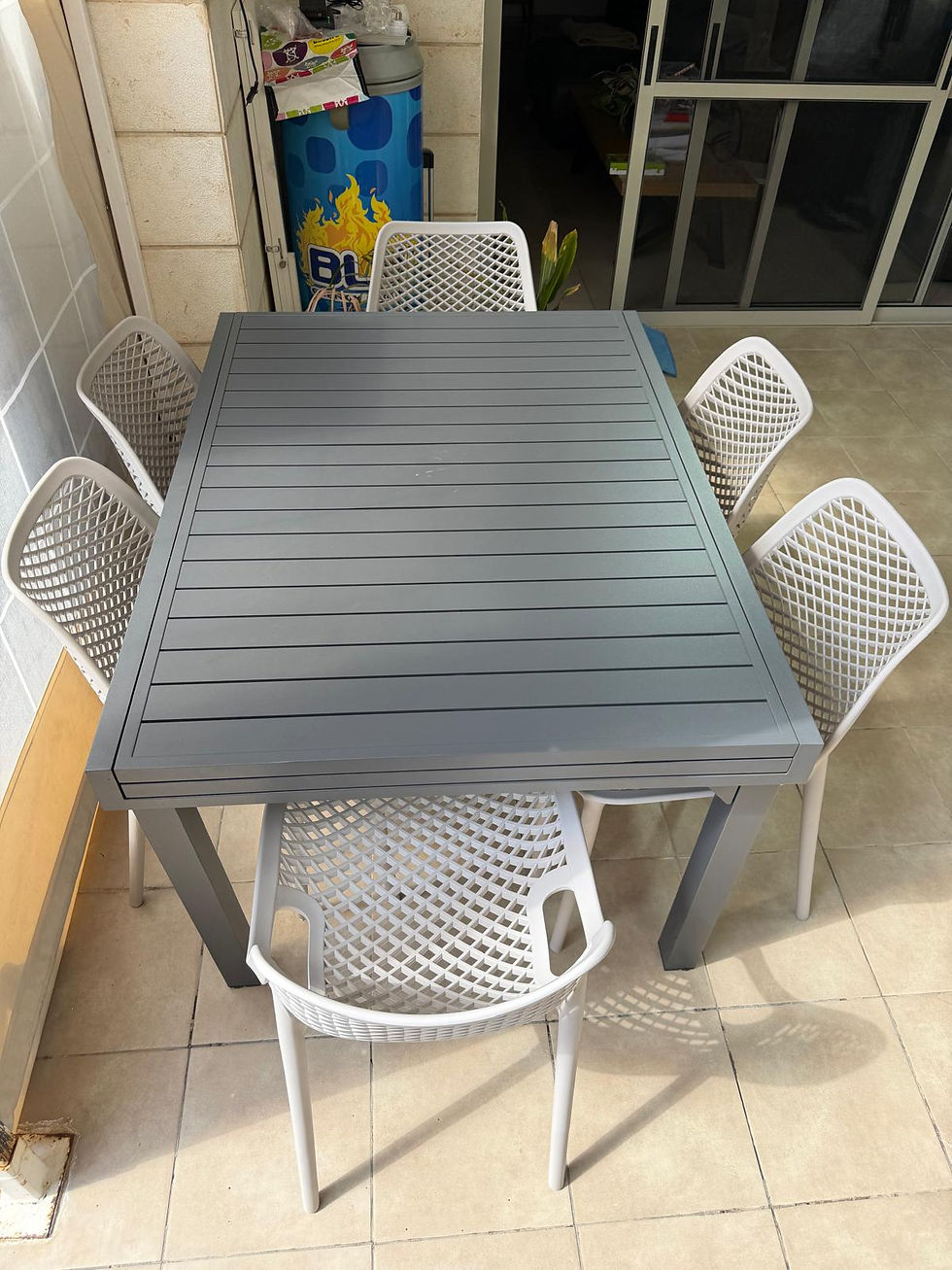 תמונה ממוזערת: פינת אוכל לגינה אלומיניום, שולחן 135*100 נפתח ל-2.7 מטר, כולל 6 כיסאות