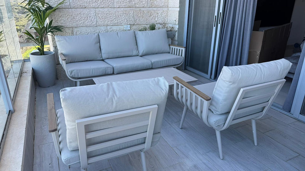 תמונה ממוזערת: סייפן I פינת ישיבה לגינה תלת עשויה אלומיניום בשילוב ידיות במראה עץ