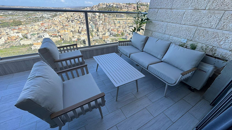 תמונה ממוזערת: סייפן I פינת ישיבה לגינה תלת עשויה אלומיניום בשילוב ידיות במראה עץ