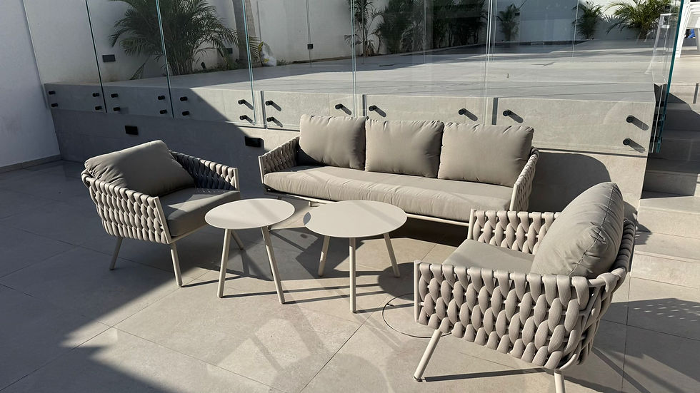 תמונה ממוזערת: פרו ו פינת ישיבה תלת מושבית לגינה מאלומיניום בשילוב חבלים