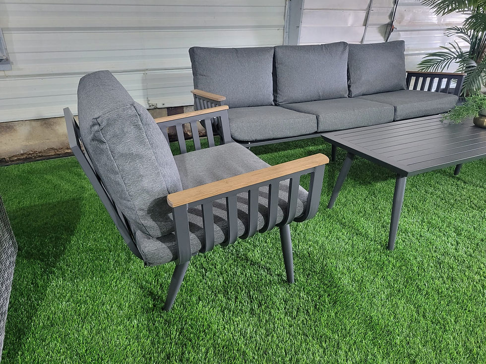 תמונה ממוזערת: סייפן I פינת ישיבה תלת עשויה אלומיניום בשילוב ידיות במראה עץ