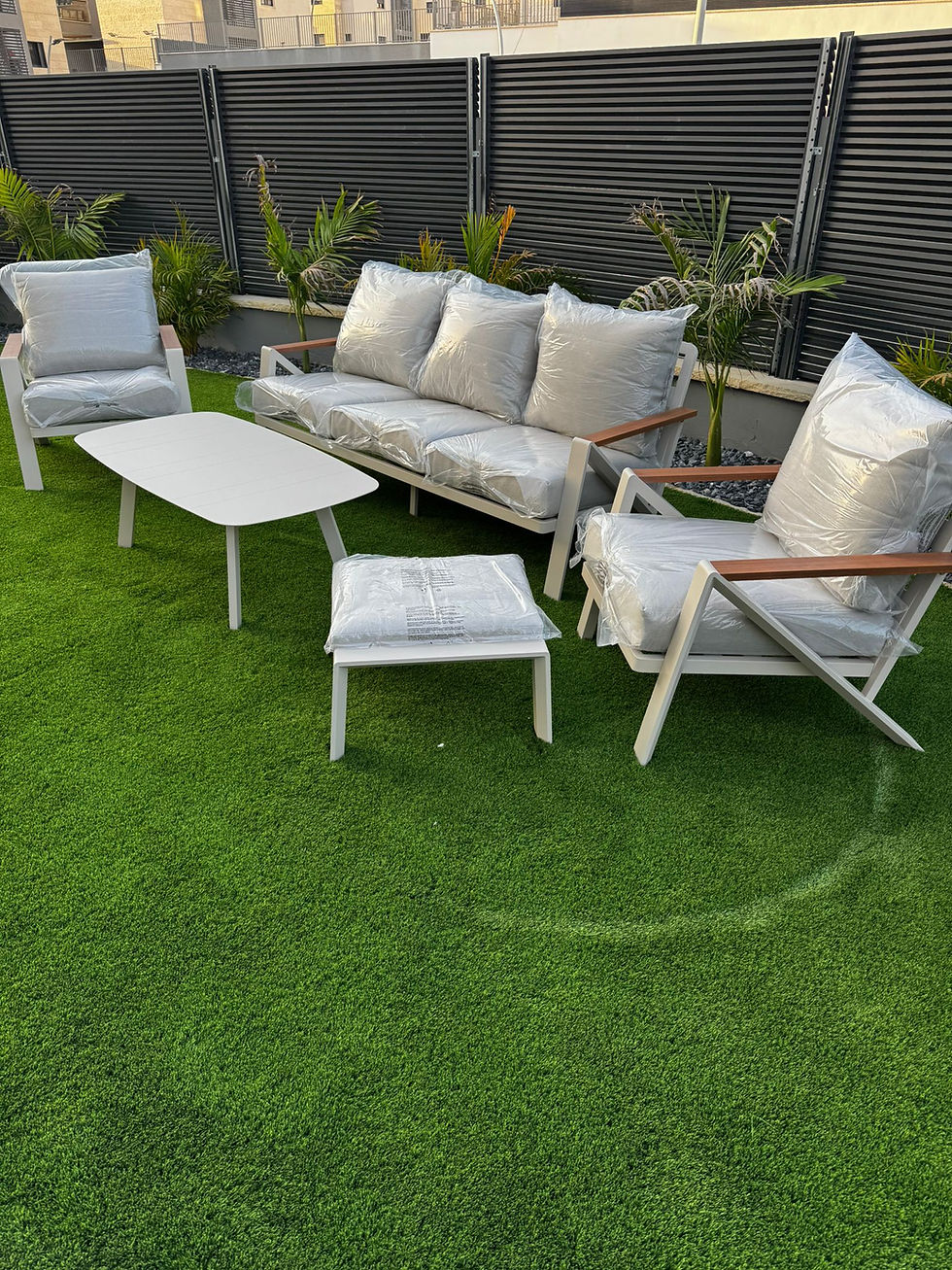 תמונה ממוזערת: סיישל ו פינת ישיבה לגינה תלת מושבית, 100% אלומיניום כולל הדום