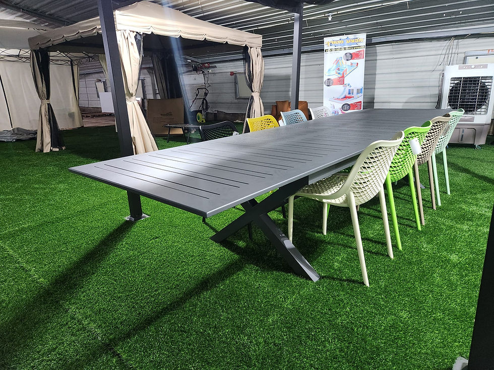 תמונה ממוזערת: איקס 4 מטר ו שולחן אוכל לגינה 100% אלומיניום, 2.66*1.1 מטר, נפתח ל-4 מטר