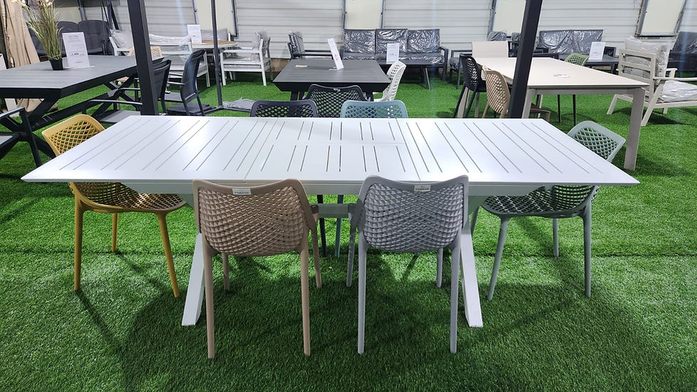 תמונה ממוזערת: דגם איקס ו פינת אוכל לגינה אלומיניום, 172*100 נפתח ל-2.43 כולל 6 כיסאות פלסטיק