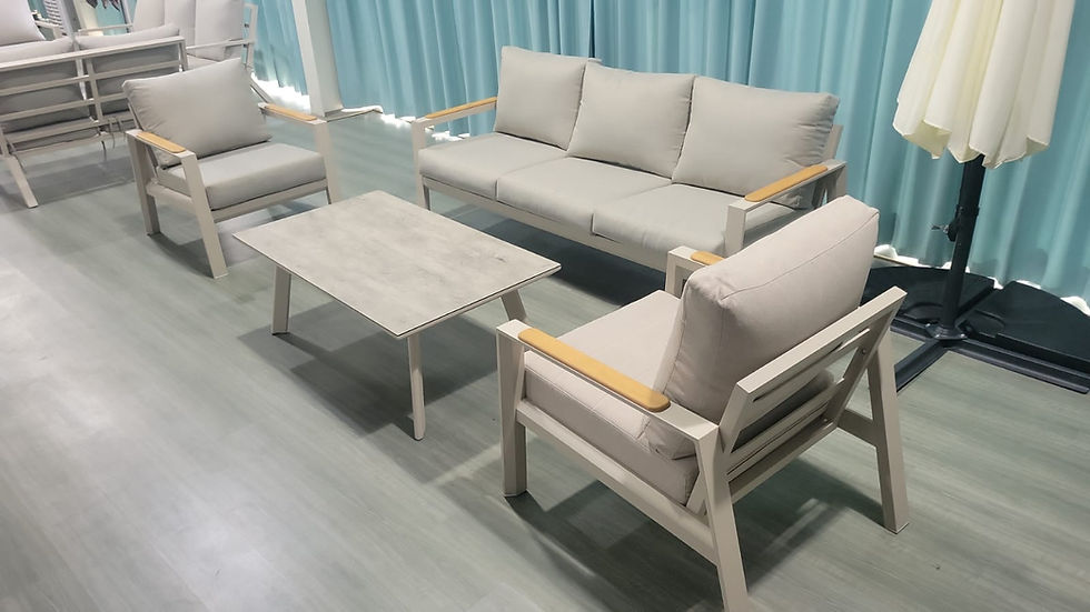 תמונה ממוזערת: פירנצה ו פינת ישיבה תלת לגינה מאלומיניום ובשילוב ידיות עץ טיק