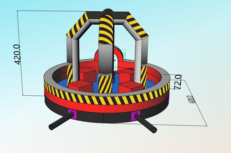 Thumbnail: מתנפח יבש משמשונית דגם "הפל אותי" קוטר 6 מטר -יד 2 למכירה