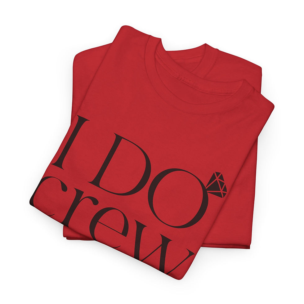 Thumbnail: Folded red t-shirt with black text: I DO CREW and diamond icon.