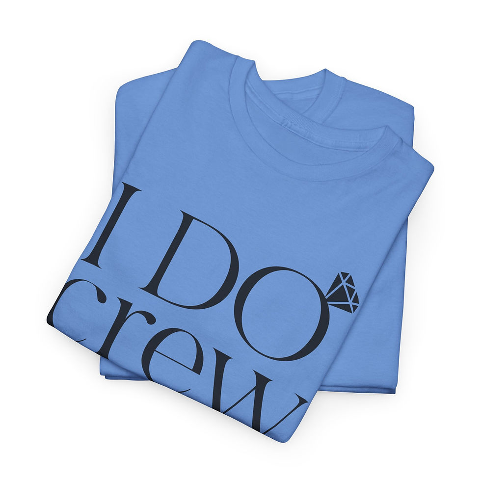 Thumbnail: Two folded blue t-shirts with "I DO CREW" text and diamond graphic.